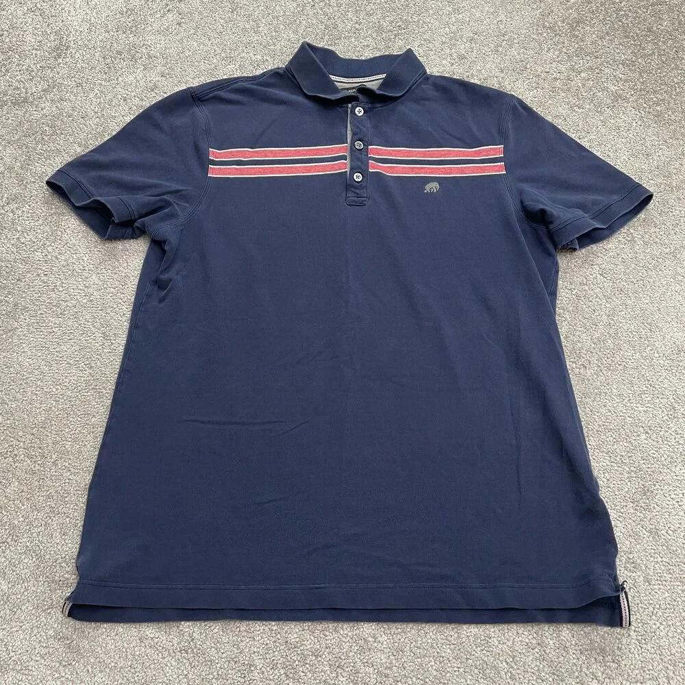 Banana Republic Striped Chest Polo Shirt Mens XL Blue Short Sleeve Casual Preppy